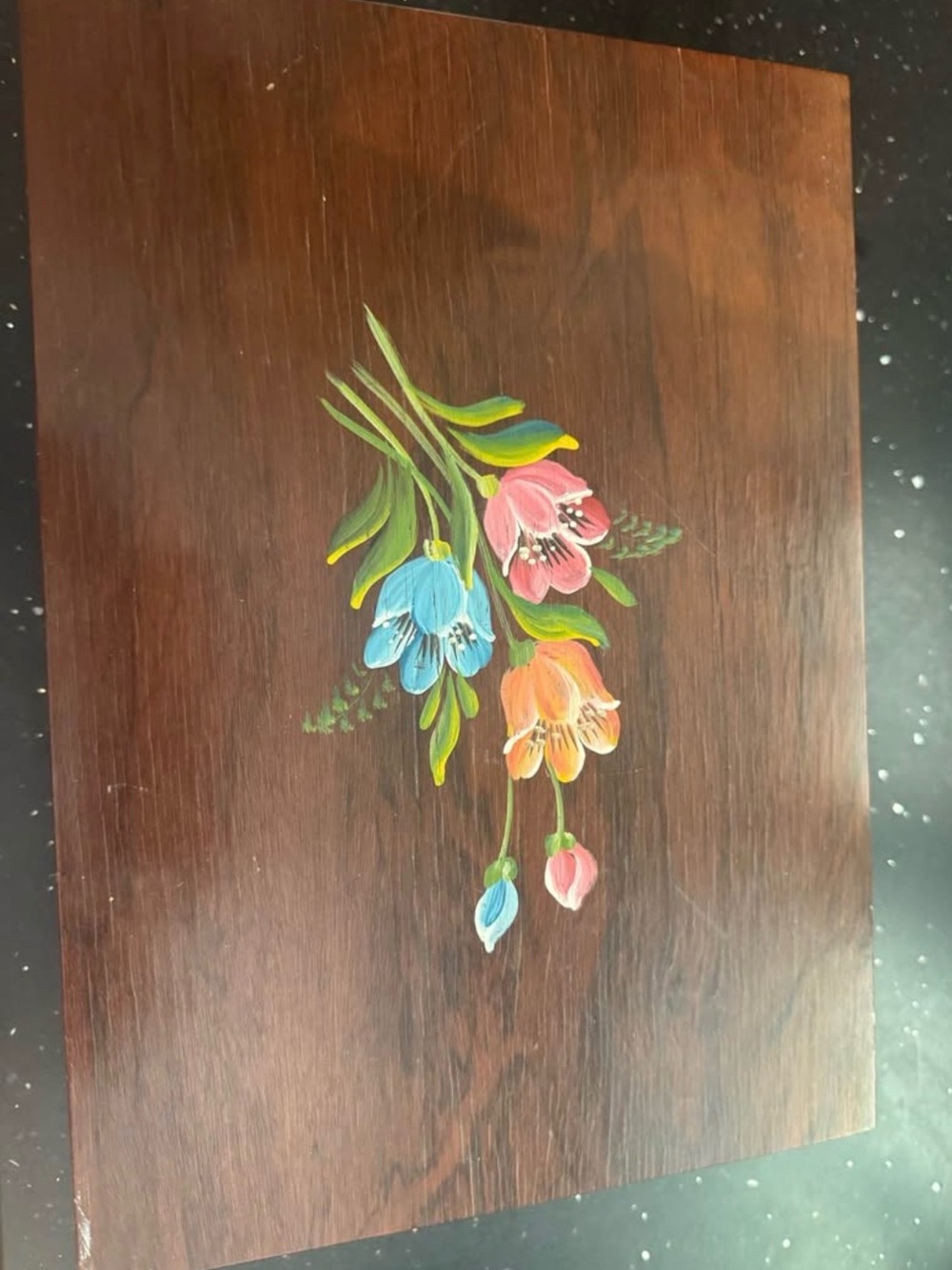 Hand-Painted Floral Wooden Sewing Box - Multicolor